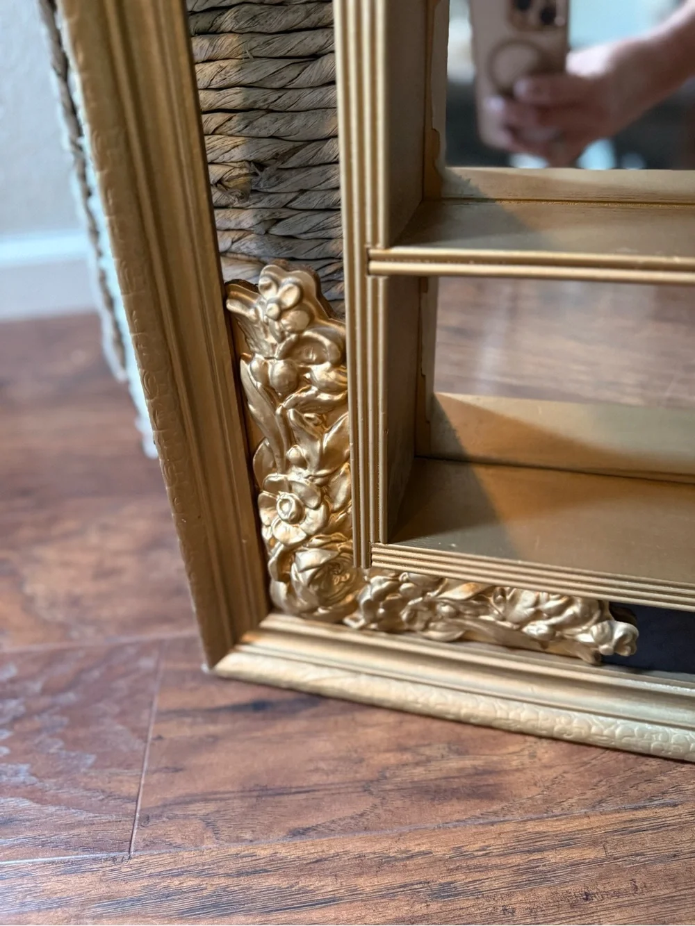 Vtg MCM Illinois Moulding Co Gold Gilt  Mirror Shadow Box Wall Shelf